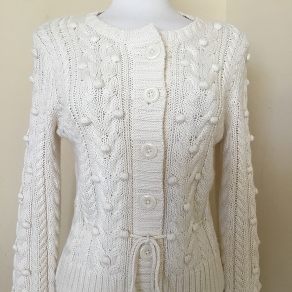 Alexandra Bartlett Cardigan Sweater Ivory Size PM - Picture 3 of 8